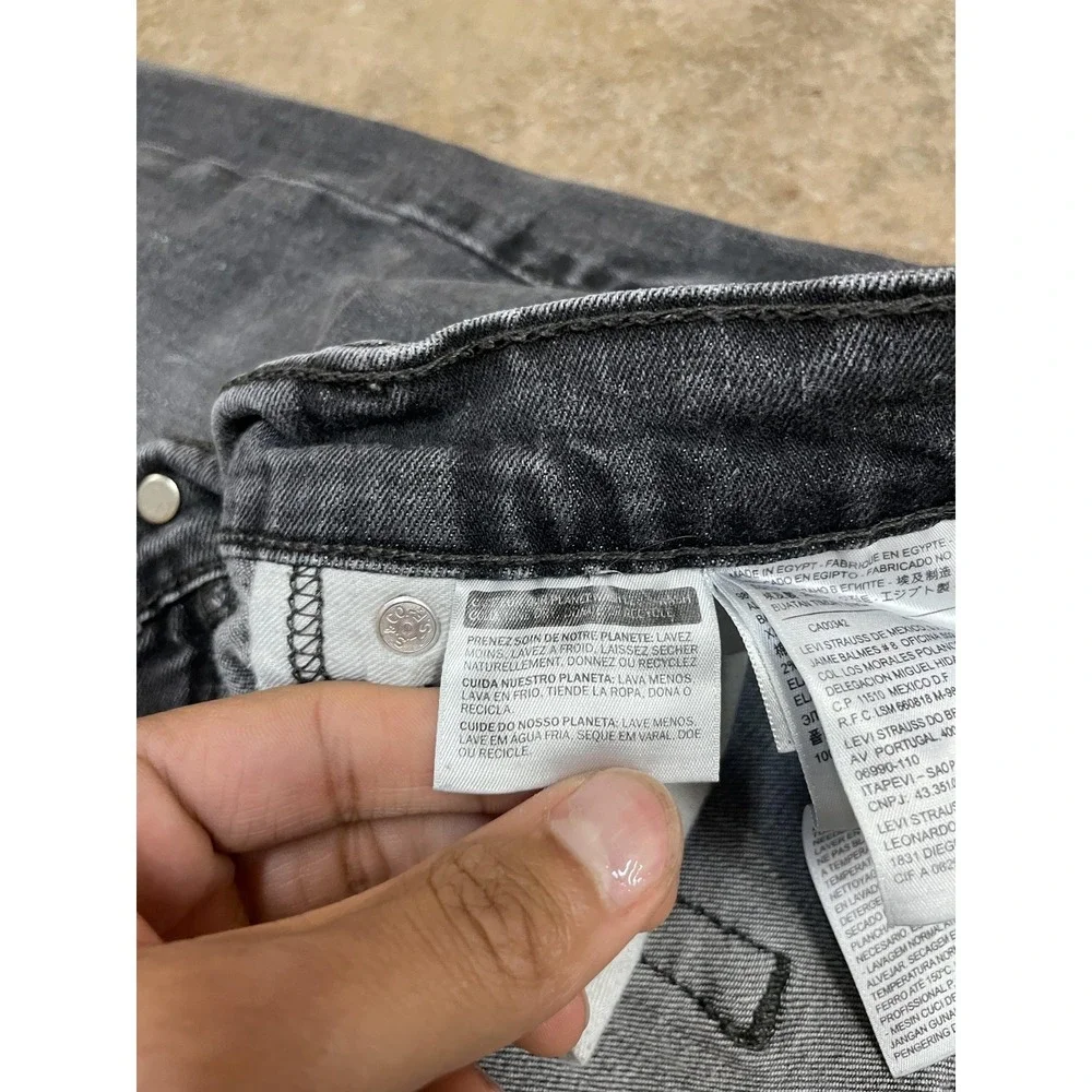 Levis 505 Jeans Mens 36x30 Gray Charcoal Stretch‎ Denim Straight Leg Zip Fly